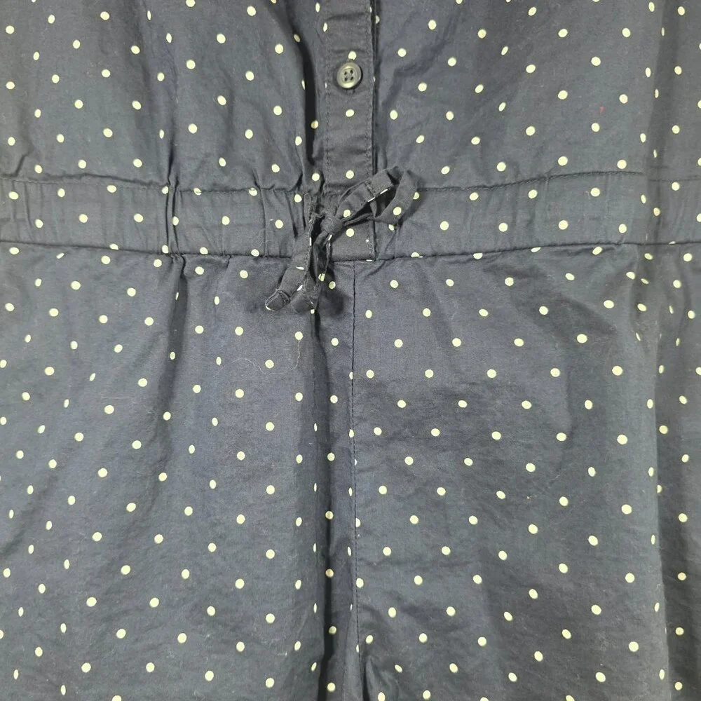 Old Navy Polka Dot Romper Girls Size XXL 16 Blue Button Tie Waist Sleeveless